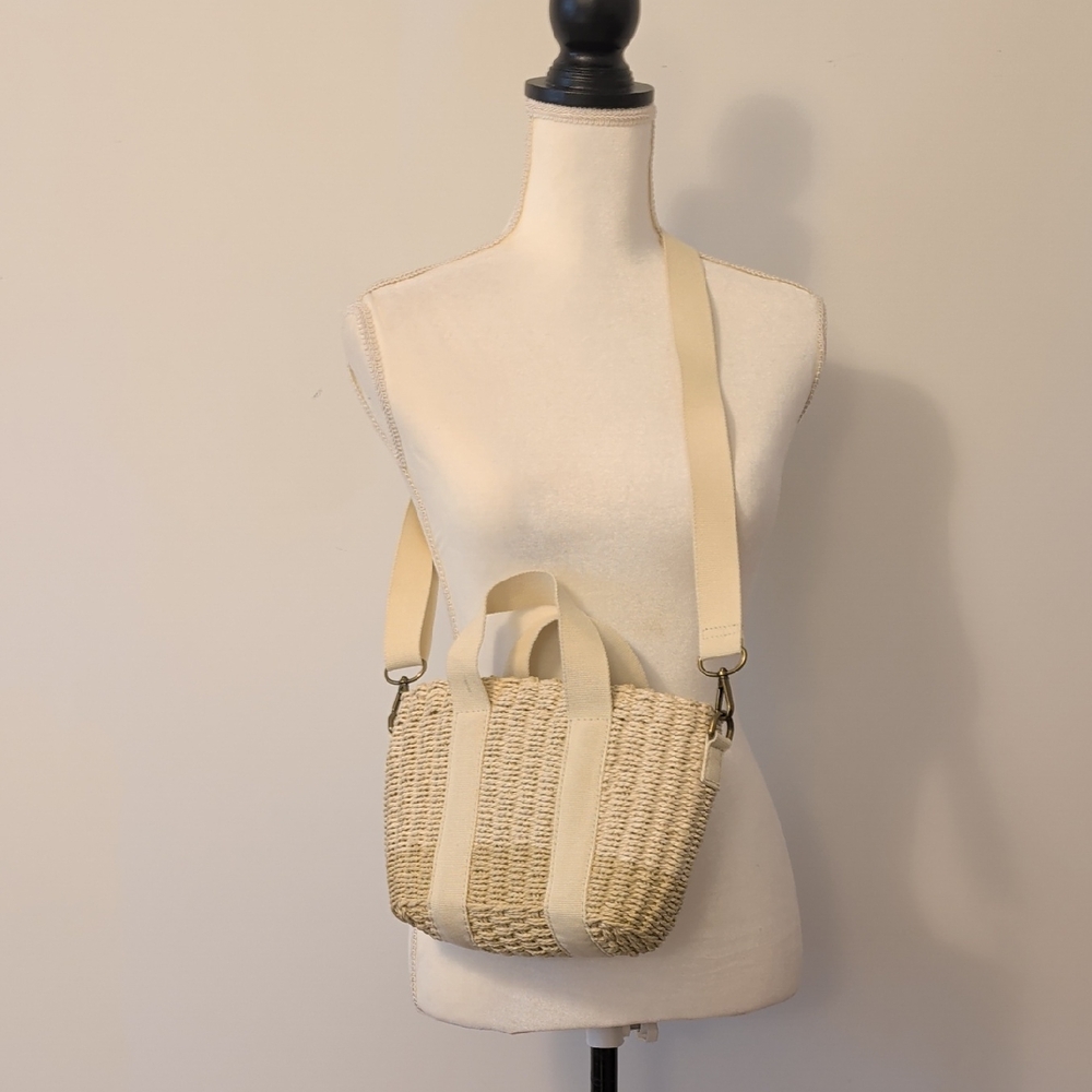 J.Crew Mini Small Montauk Straw Bag Tote Adjustable Removable Crossbody Strap